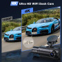 SHRINLUCK X5 4K WiFi Dashcam Voiture Avant Arrière Intérieur, Carte SD 64G, 2160P+1080P+1080P FHD 3 Canaux Dash Cam,Camera Voitu