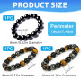 3 Pièces Bracelet Triple Protection, 8/10mmBracelet Oeil de Tigre 8mm Obsidienne Yoga Bracelet Pierre Naturelle Femme Bracelets 