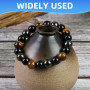 3 Pièces Bracelet Triple Protection, 8/10mmBracelet Oeil de Tigre 8mm Obsidienne Yoga Bracelet Pierre Naturelle Femme Bracelets 