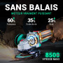 DCA Meuleuse d'angle Sans fil Sans balai 20V, Ø125mm, incl. Batterie 4.0Ah & Chargeur Rapide, 8500 tr/min Meuleuse d'angle avec 