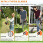 Débroussailleuses Electrique sans Fil, Coupe Bordures sans Fil a 2 21V 2.0Ah Batterie et Chargeur Rapide & 3 Types Lames, Debrou