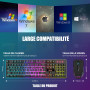 RedThunder K10 Ensemble Clavier et Souris Gaming sans Fil, AZERTY FRANÇAIS, Rétroéclairage LED 3800mAh Batteries Rechargeables, 