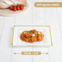 MATANA 20 Assiettes Carrées en Plastique Blanches avec Bordure Dorée, 24cm - Solides et Réutilisables - pour Anniversaires, Mari