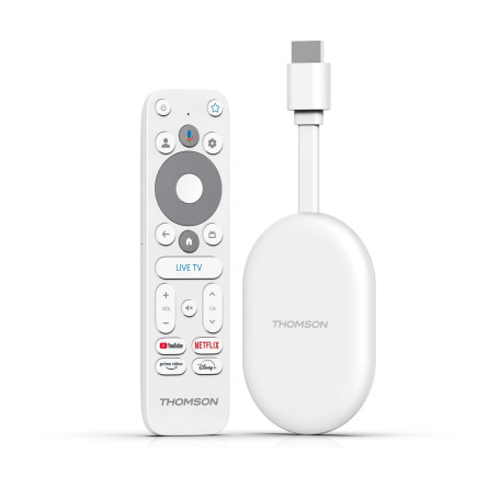 THOMSON Google TV Go Cast 150, 4K UHD, Dongle de Streaming, Dolby Atmos, Dolby Digital+, Commande vocale, Googlecast, SDRAM 2 GB