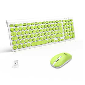LeadsaiL Ensemble Clavier Souris sans Fil, Ergonomique Clavier de Souris, France AZERTY, 2,4 GHz avec Récepteur USB, 12 Raccourc