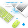 LeadsaiL Ensemble Clavier Souris sans Fil, Ergonomique Clavier de Souris, France AZERTY, 2,4 GHz avec Récepteur USB, 12 Raccourc