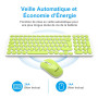 LeadsaiL Ensemble Clavier Souris sans Fil, Ergonomique Clavier de Souris, France AZERTY, 2,4 GHz avec Récepteur USB, 12 Raccourc