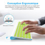 LeadsaiL Ensemble Clavier Souris sans Fil, Ergonomique Clavier de Souris, France AZERTY, 2,4 GHz avec Récepteur USB, 12 Raccourc