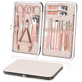 URAQT Kit Manucre Pedicure, 18pcs Ensemble de Coupe-Ongles Professionnel, Coupe-Cuticule en Acier Inoxydable, Kit de Manucure de