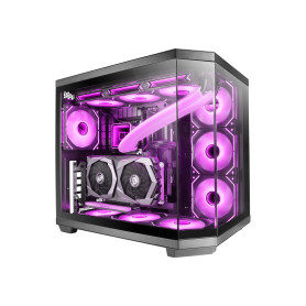 Mars Gaming MC-3TCORE, Boîtier Gaming Custom ATX, Triple Verre Trempé Amovible, Double Caméra, Semi-Tour Compatible avec Cartes-