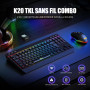 RedThunder K20-TKL 75% Clavier et Souris sans Fil,AZERTY Français, Rétroéclairage RVB,TKL Ultra-Compact Design,Ergonomique,Batte