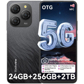 Blackview Shark 9 Téléphone Portable,Smartphone 5G Débloqué, Ecran 6.67'' 90Hz, 24Go+256Go/2To Mémoire, Batterie 5000mAh/18W Tel