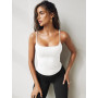 Sukiglam Débardeur Femme Crop Top Slim Fit Haut d'Été Basic Caraco Sexy Y2k Camis Tops sans Manches à col U Court Lingerie à Bre