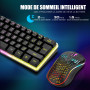 RedThunder K62 60% Clavier et Souris de Jeu sans Fil RVB，AZERTY FRANÇAIS 62 Touches Mini-Clavier Rétroéclairé Ultra-Compact，Sour
