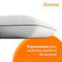 Emma Oreiller à Mémoire de Forme 40x70 cm, Ajustement pour Un Niveau Parfait de Douceur et de Soutien, Hauteur Personnalisable