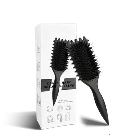 Brosse à boucler, brosse coiffante pour cheveux bouclés d'hommes et de femmes pour fixer et modeler les boucles, réduire les mèc