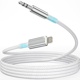 Esiposs Cable Jack i Phone 1,2M [Certifié MFi] Audio Cable Auxiliaire Voiture i Phone Light-ning Cable i Phone Jack 3.5mm Compat