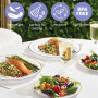 MATANA 120 Assiettes en Plastique Réutilisables Blanches Premium avec Bord Doré (60 Plates, 60 Dessert) - Solide & Incassable po