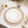 MATANA 120 Assiettes en Plastique Réutilisables Blanches Premium avec Bord Doré (60 Plates, 60 Dessert) - Solide & Incassable po