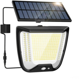 spqment Spot à Led Solaire d'Extérieur avec Détecteur de Mouvement 288 LED Lumière à Led d'Extérieur 3 Modes avec 5M de Câble IP