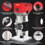 Eliofaneia Affleureuse à Bois Défonceuse Électrique 800W 10000-30000RPM, 6 Vitesses Variables 6,35 mm, Coffret de 15 Fraises à d