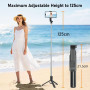 Perche à Selfie avec lumière d'appoint,Trépied Smartphone,125CM Extensible Selfie Stick Trépied de Téléphone avec télécommande d