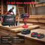Avhrit 1000 N.m Clé à Chocs Sans Fil Brushless avec Deux 4000mAh batteries, 1/2" Boulonneuse à Choc Électrique 21 V pour la voit