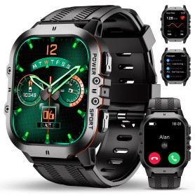 OUKITEL Montre Connectée Homme,1.96"HD Smartwatch avec Appel Bluetooth,100+ Mode Sportifs,Montre Sport pour Surveiller Cardio,Po