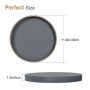 KINGFOM Plateau de Service, Grand Rond Plateau Decoratif en Cuir, Decoration Table, 30 cm (Gris)