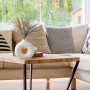 BASVII Vase Décoratif, Donut Vase Blanc avec Herbe de Pampa, Vase Fleur Rond Moderne pour Fleurs Séchées, Idéal pour Décoration 