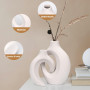 TAVADA Vase Céramique Design, Lot de 2 - Blanc pour Pampa et Fleurs Séchées - Décoration De Table Moderne pour Maison, Fête, Cen