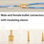 320pcs Laiton Bullet Connecteurs Kit, Mâle et Femelle Double Bullet Terminal Connecteur avec Manchons Isolants, Cosses Electriqu