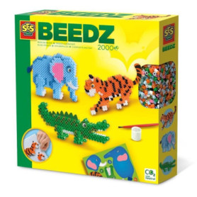 Perles a repasser - Animaux Safari - SES CREATIVE - Crée des animaux en 3D comme un éléphant, un tigre, ou un crocodile.