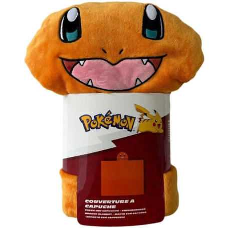 Plaid a capuche 3D - POKEMON - Salameche - 120 x 150 cm - Ultra doux - Coloré