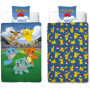 Parure de lit réversible - POKEMON - Pikachu et ses amis a l'Arena - Microfibre - 140 x 200 cm + 1 taie 63 x 63 cm