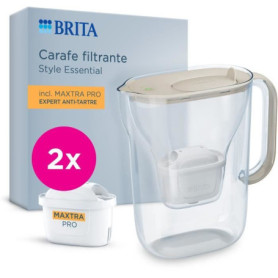 Carafe filtrante BRITA - Style Essential Sable - Capacité 2,4L dont 1,4L d'eau filtrée - 2 filtres Maxtra Pro Expert anti-tartre Carafe filtrante BRITA - Style Essential Sable - Capacité 2,4L dont 1,4L d'eau filtrée - 2 filtres Maxtra Pro Expert anti-tartre