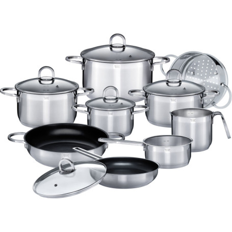 Batterie de cuisine - Induction - GSW - ALARA - Acier inoxydable massif 18/10 - 14 pieces