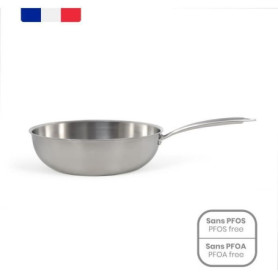 Wok en acier inoxydable - LIVOO - MEP162 - Ø 28 cm - Acier inoxydable - Tous feux dont induction et four - Made in France