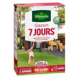 Semences de gazon VILMORIN - 7 jours - boite de 1KG - Premieres pousses ultra-rapides Semences de gazon VILMORIN - 7 jours - boite de 1KG - Premieres pousses ultra-rapides
