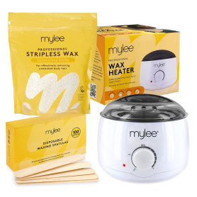 Mylee Kit cire pro avec chauffe-cire électrique, 500 g perles dure, spatules – épilation sans bandes pour visage, jambes, bikini Mylee Kit cire pro avec chauffe-cire électrique, 500 g perles dure, spatules – épilation sans bandes pour visage, jambes, bikini