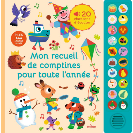Mon grand livre sonore - Mon recueil de comptines pour toute l'année - Dès 1 an