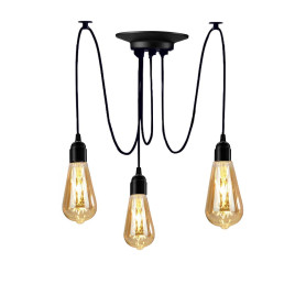 YNXing - Suspension Edison vintage - Réglable - Lampe suspendue - Luminaire industriel - Lustre noir - 1, 3, 5, 6 têtes - 3 supp
