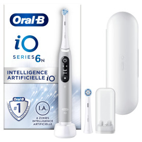 Oral-B iO 6 Brosse à Dents Électrique Grise, 2 Brossettes, 1 Étui de Voyage, 1 Pochette pour Chargeur Oral-B iO 6 Brosse à Dents Électrique Grise, 2 Brossettes, 1 Étui de Voyage, 1 Pochette pour Chargeur