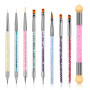 8 Pcs Double Extrémité Nail Art Dotting Pen avec 1 Brosse Éponge, Professionnel pour Nail Art, French Manucure et Dégradés, Idéa