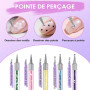 8 Pcs Double Extrémité Nail Art Dotting Pen avec 1 Brosse Éponge, Professionnel pour Nail Art, French Manucure et Dégradés, Idéa