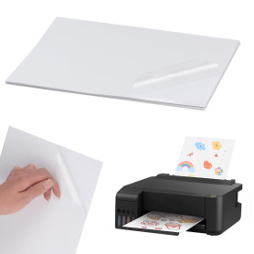 20 Feuilles A4 Papier Autocollant Imprimante Transparentes, A4 Papier Transparent Imprimable Feuille Autocollante en Vinyle pour