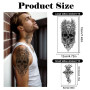 20 Feuilles Tatouage Ephemere Homme, Imperméable Faux Tatouage Autocollant, Réalistes Demi Bras Lion Loup Serpent Rose Joker Crâ