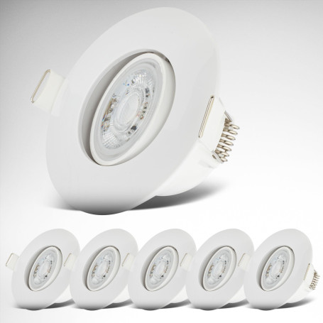 B.K.Licht - Lot de 6 spots LED encastrables 230V, orientables pour salle bain IP65, plafond, lampe bain, 9 x 4,2 cm (DxH), blanc
