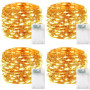 ZPQAODI Lot de 4 guirlandes lumineuses LED à piles, 5 m, 50 LED, guirlande lumineuse en fil de cuivre, guirlande lumineuse de No