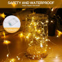 ZPQAODI Lot de 4 guirlandes lumineuses LED à piles, 5 m, 50 LED, guirlande lumineuse en fil de cuivre, guirlande lumineuse de No